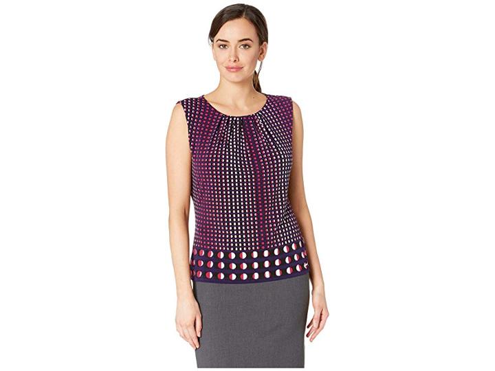 Calvin Klein Printed Pleat Neck Cami (night/multi) Women's Sleeveless