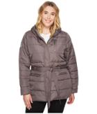 U.s. Polo Assn. Plus Size Long Puffer Jacket With Belt (gray) Women's Coat