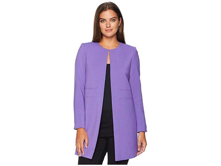 Tahari By Asl Round Neck Open Topper With Seam Detailing (ultraviolet Purple) Women's Coat
