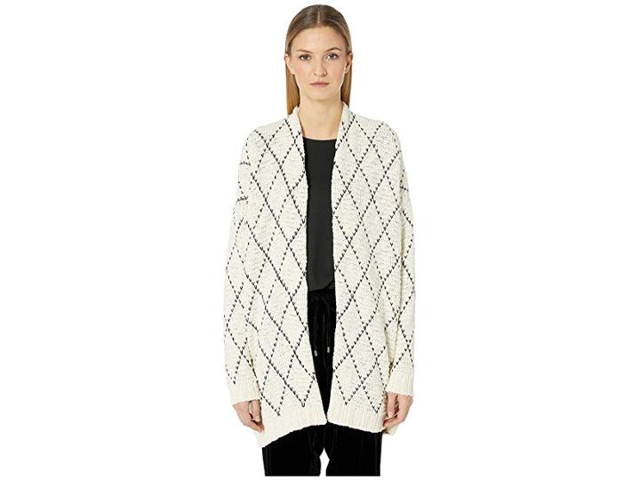 Eileen Fisher Kimono Cardigan (soft White/black) Women's Sweater