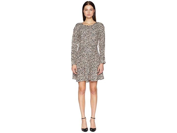 Rebecca Taylor Long Sleeve Leopard Dress (caramel Combo) Women's Dress