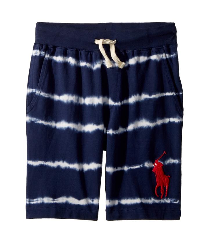 Polo Ralph Lauren Kids Tie-dye Cotton Jersey Shorts (big Kids) (blue Multi) Boy's Shorts