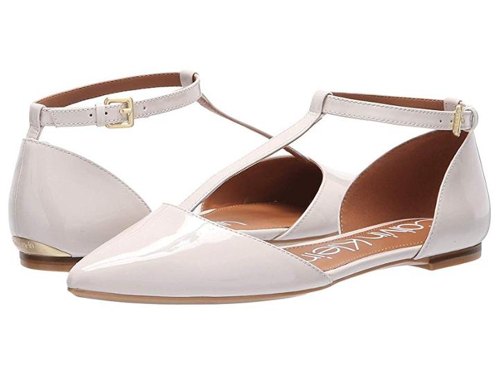 Calvin Klein Ghita Flat (white Patent) Women's Dress Flat Shoes