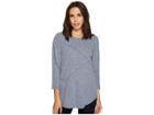 Mod-o-doc Marbled Jersey 3/4 Sleeve Asymmetrical Seamed Tee (navy) Women's T Shirt
