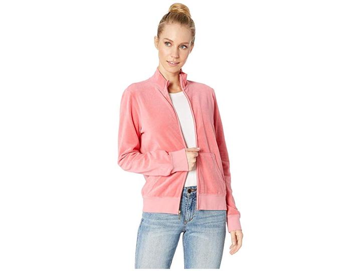Juicy Couture Fairfax Velour Jacket (frozen Strawberry) Women's Coat