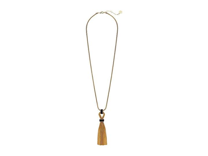 Vince Camuto 28 Tassel Leather Necklace (gold/black) Necklace