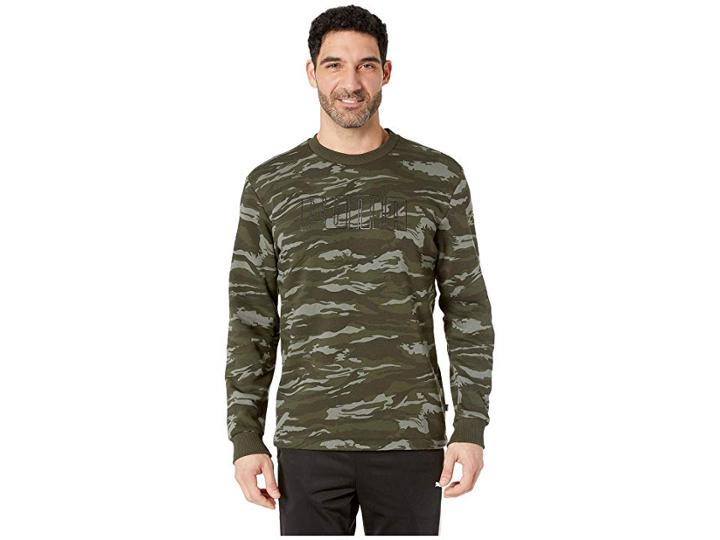 Puma Camo Foil Fleece Crew (forest Night) Men's Clothing