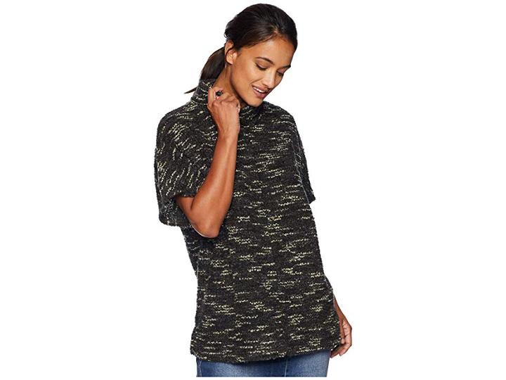 Mod-o-doc Boucle Slouchy Funnel Neck Short Sleeve Pullover (grey) Women's Clothing