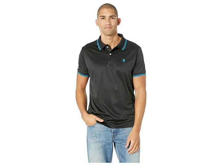 U.s. Polo Assn. Tipped Poly Polo Shirt (black) Men's Short Sleeve Pullover
