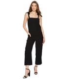 1.state Tie Shoulder Patch Pocket Overalls (rich Black) Women's Jumpsuit & Rompers One Piece