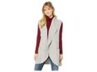 Mod-o-doc Birds Eye Sweater Draped Collar Long Vest (heather Grey) Women's Sweater