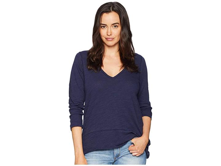 Lilla P 3/4 Sleeve V-neck (navy) Women's Clothing