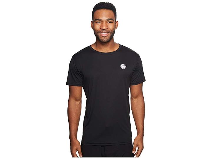 Rip Curl Search Surflite Short Sleeve Uv Tee (black) Men's Swimwear