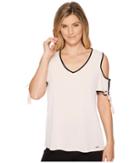 Ivanka Trump Matte Jersey Tassel Cold Shoulder Top (blush/black) Women's Clothing