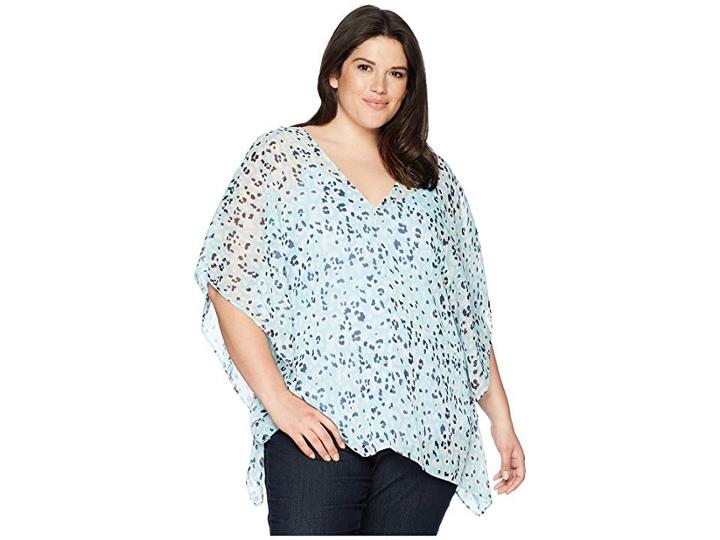 Nydj Plus Size Plus Size Chiffon Caftan Popover (desert Cat Tranquility) Women's Clothing