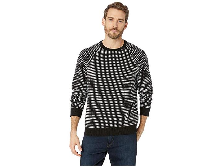 Kenneth Cole New York Long Sleeve Alternative City Grid Raglan Sweater (black) Men's Sweater