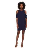 Maggy London Cold Shoulder Pleated Ruffle Swing (galaxy Blue) Women's Dress