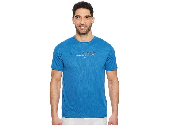 Quiksilver Waterman Gut Check Short Sleeve Rashguard (deep Water) Men's Swimwear