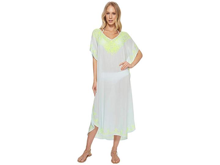 Echo Design Embroidered Maxi Caftan (seafoam) Women's Clothing
