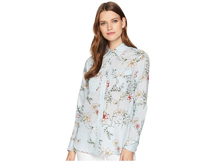Lauren Ralph Lauren Floral Cotton Shirt (blue Multi) Women's Clothing