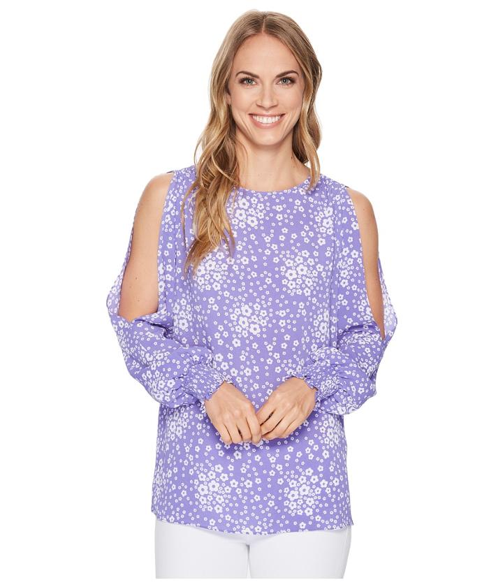 Michael Michael Kors Bicolor Mod Floral Top (amethyst/white) Women's Clothing