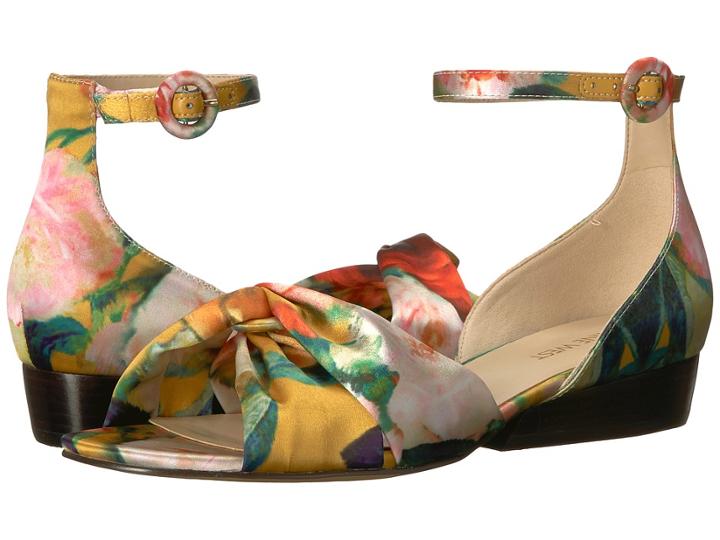 Nine West Lumsi Sandal (yellow Multi Water Color Floral Crystal Satin) Women's Sandals