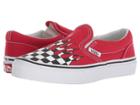 Vans Kids Classic Slip-on (little Kid/big Kid) ((checker Flame) Racing Red/true White) Boys Shoes