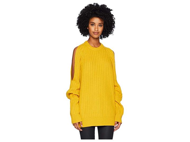 Mcq Cut Out Rib Crew Neck (marigold) Women's Clothing