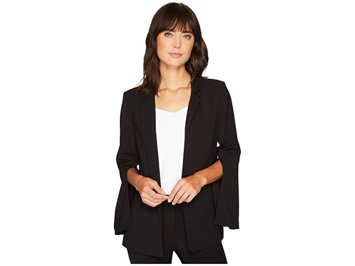 Vince Camuto Texture Base Split Sleeve Blazer (rich Black) Women's Jacket