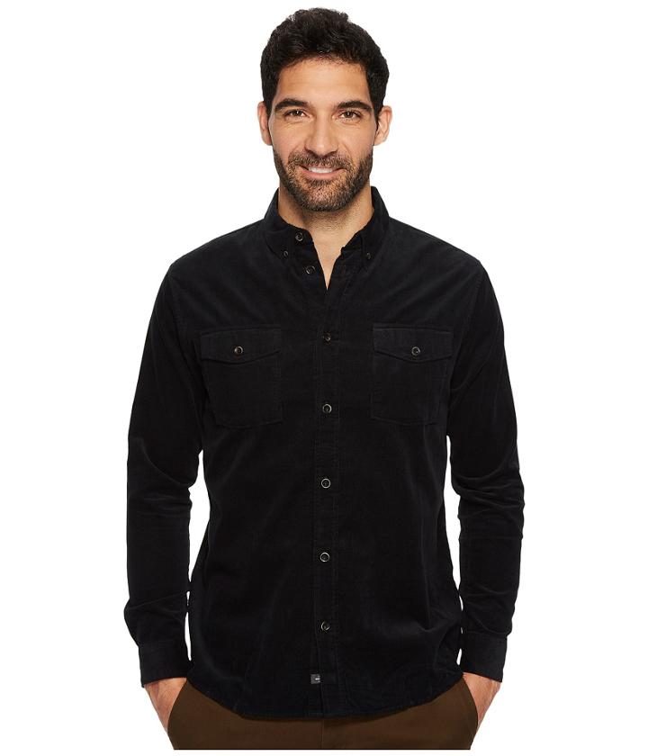 Quiksilver Waterman Bells Point Long Sleeve Corduroy Shirt (black) Men's Long Sleeve Button Up