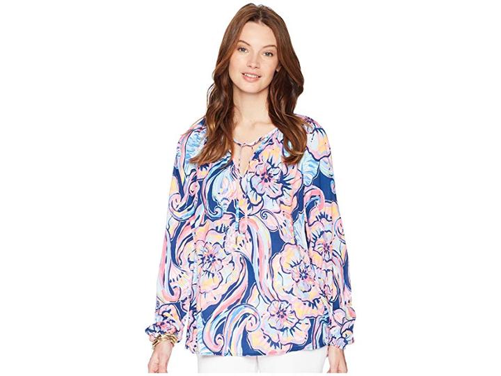 Lilly Pulitzer Willa Top (nautical Navy Boho Bateau) Women's Clothing