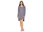 Mod-o-doc Slub Mini Stripe Drop Shoulder Hooded Tunic Cover-up (steel) Women's Blouse