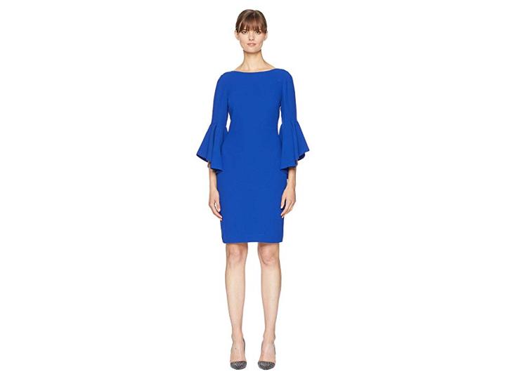 Badgley Mischka Bell Sleeve Sheath (marine) Women's Dress