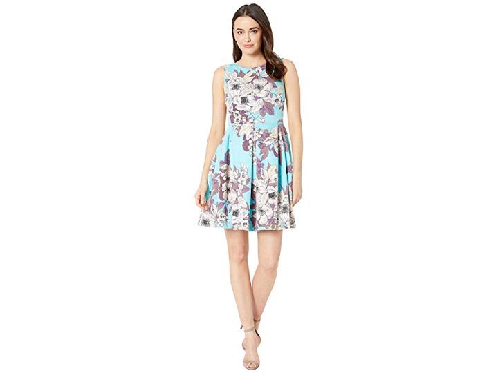 Taylor Sleeveless Floral Fit And Flare Dress (turquoise/multi) Women's Dress