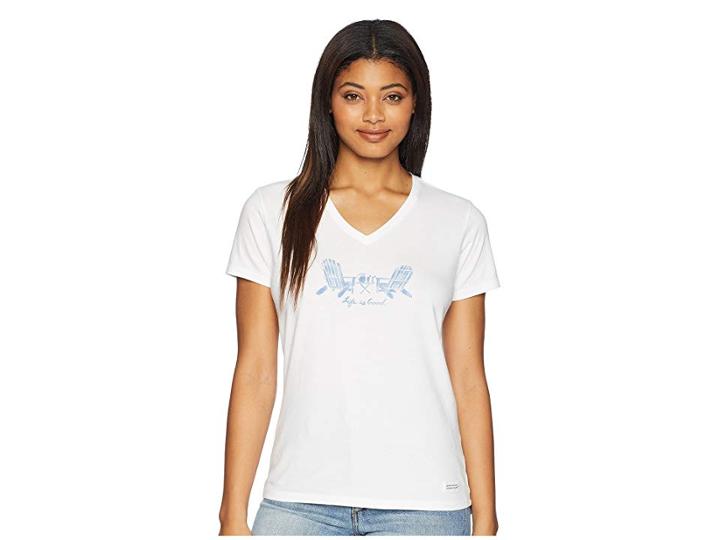 Life Is Good Adirondack Refreshments Crusher Vee Tee (cloud White) Women's T Shirt
