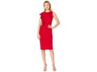 London Times Scuba Crepe Sheath Dress W/ Cascade (scarlet) Women's Dress