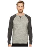 Lucky Brand Color Block Henley Sweater (heather Gray) Men's Sweater