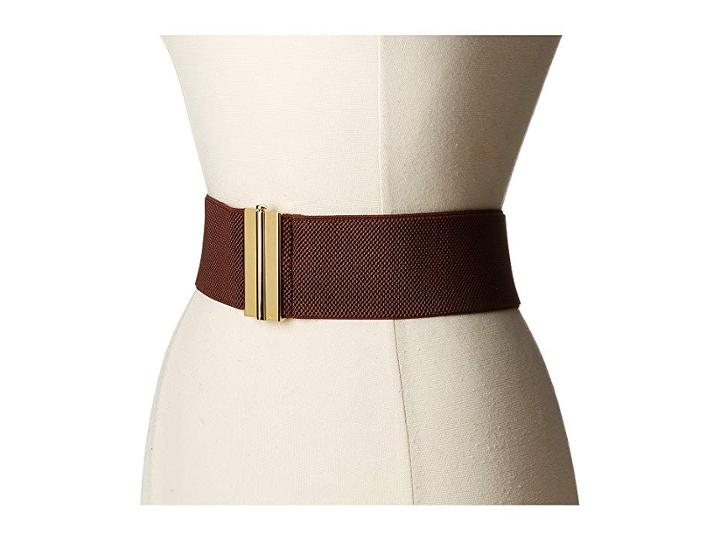 Lauren Ralph Lauren 2 1/2 Dress Beveled Sliding Interlock On Stretch Strap (brown) Women's Belts