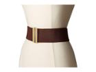 Lauren Ralph Lauren 2 1/2 Dress Beveled Sliding Interlock On Stretch Strap (brown) Women's Belts