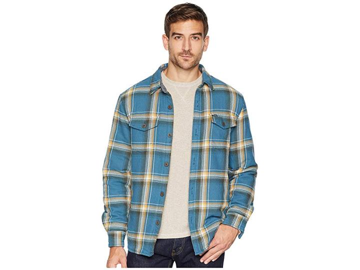 True Grit Summit Shirt Jacket With Ultra Soft Faux Sherpa Lining (blue) Men's Coat