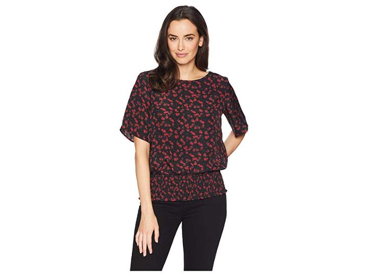 Michael Michael Kors Mini Eden Rose Kimono (black/red Currant) Women's Clothing
