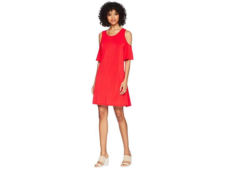 Kensie Slinky Knit Cold Shoulder Dress Ks5k8197 (red Pepper) Women's Dress