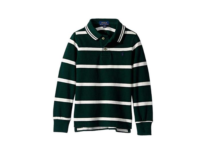 Polo Ralph Lauren Kids Striped Cotton Mesh Polo Shirt (toddler) (college Green Multi) Boy's Clothing