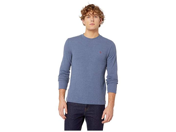 Original Penguin Long Sleeve Waffle T-shirt (vintage Indigo) Men's T Shirt