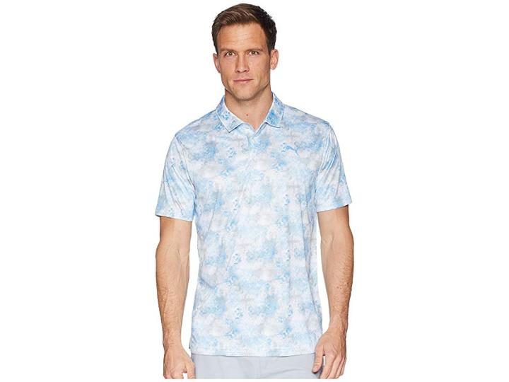 Puma Golf Pwrcool Digital Camo Polo (bright White/marina) Men's Short Sleeve Pullover