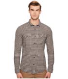 Vince Micro Plaid Long Sleeve Button Down (toffee) Men's Clothing