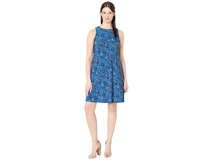 Nine West Floral Quilt Ity Cap Sleeve Madelyn Dress (cornflower Multi) Women's Dress
