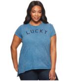Lucky Brand Plus Size Lucky Graphic Tee (blue) Women's T Shirt