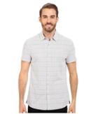 Kenneth Cole Sportswear Wave Printed Button-front Shirt (white Combo) Men's Short Sleeve Button Up