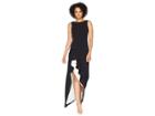 Calvin Klein Asymmetric High-low Gown With Contrast Lining Cd8b14nm (black/cream) Women's Dress